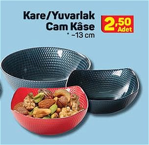 Kare/Yuvarlak Cam Kase 13 cm image