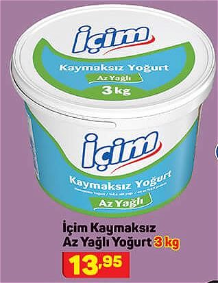 İçim Kaymaksız Az Yağlı Yoğurt 3 kg image
