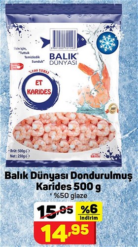 Balık Dünyası Dondurulmuş Karides 500 g %50 Glaze image