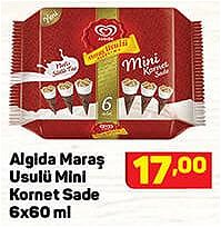 Algida Maraş Usulü Mini Kornet Sade 6x60 ml image