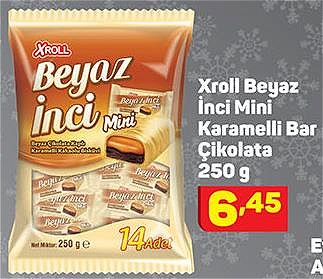 Xroll Beyaz Inci Mini Karamelli Bar Cikolata 250 G Indirimde Market