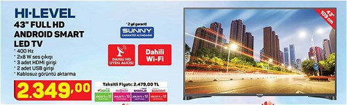 Hi-Level 43" Full HD Android Smart Led Tv image
