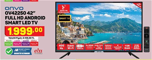 Onvo OV42250 42" Full Hd Android Smart Led Tv image