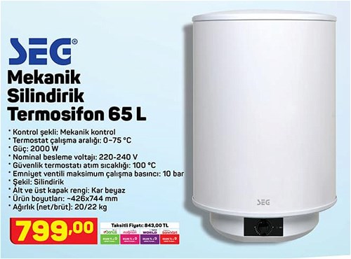 Seg Mekanik Silindirik Termosifon 65 l image