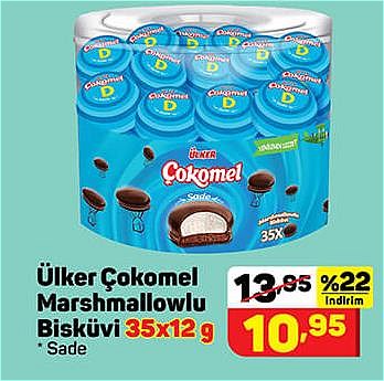 Ülker Çokomel Marshmallowlu Bisküvi 35x12 g Sade image