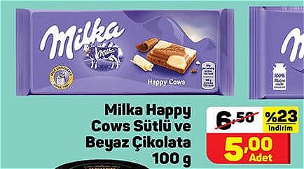 Milka Happy Cows Sütlü ve Beyaz Çikolata 100 g image