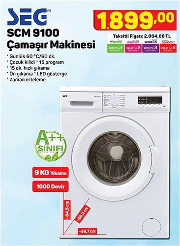 Seg SCM 9100 A++ Çamaşır Makinesi image