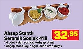 Ahşap Stantlı Seramik Sosluk 4'lü image