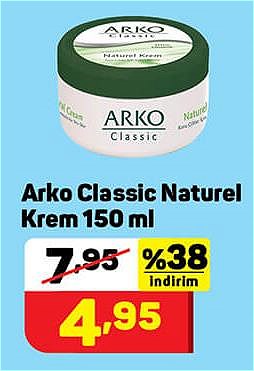 A101 Arko Classic Naturel Krem 150 ml