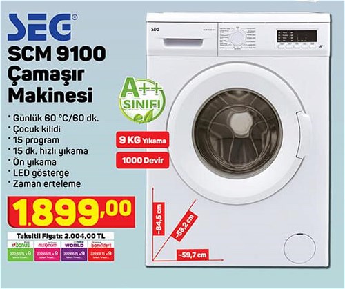 Seg SCM 9100 Çamaşır Makinesi image