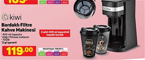 Kiwi Bardaklı Filtre Kahve Makinesi 700W image