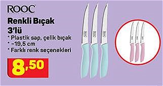 Rooc Renkli Bıçak 3'lü 19,5 cm image