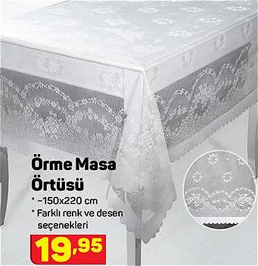 Örme Masa Örtüsü 150x220 cm image