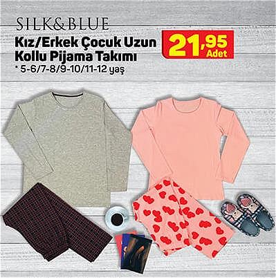 Silk&Blue Kız/Erkek Çocuk Uzun Kollu Pijama Takımı image