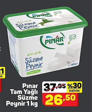 Pınar Tam Yağlı Süzme Peynir 1 kg image