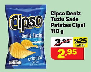 Cipso Deniz Tuzlu Sade Patates Cipsi 110 g image