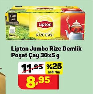 Lipton Jumbo Rize Poşet Demlik Poşet Çay 30x5 g image