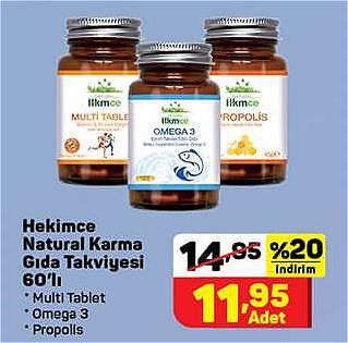 Hekimce Natural Karma Gıda Takviyeleri 60'lı image