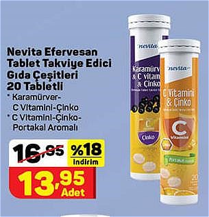 Nevita Efervesan Tablet Takviye Edici Gıda Çeşitleri 20 Tabletli image