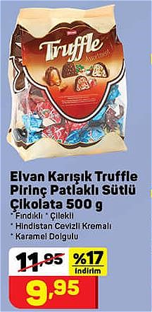 Elvan Karışık Truffle Pirinç Patlaklı Sütlü Çikolata 500 g image