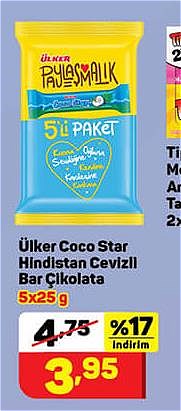 Ülker Coco Star Hindistan Cevizli Bar Çikolata 5x25 g image