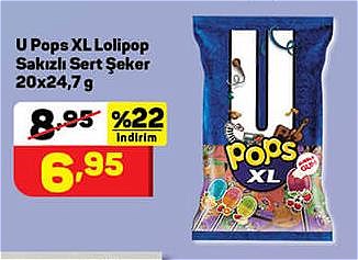 U Pops XL Lolipop Sakızlı Sert Şeker 20x24,7 g image