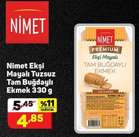 Nimet Ekşi Mayalı Tuzsuz Tam Buğdaylı Ekmek 330 g image