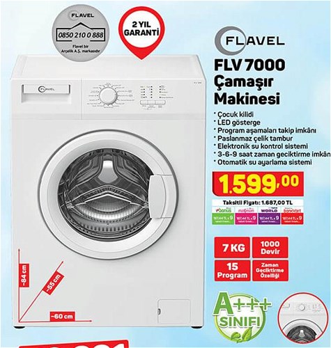 Flavel FLV7000 A+++ Çamaşır Makinesi image