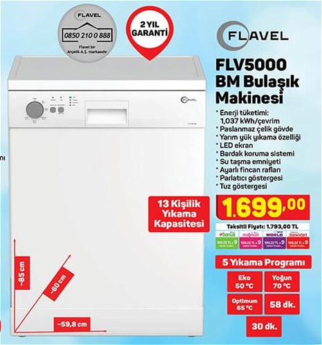 Flavel FLV5000 BM Bulaşık Makinesi image