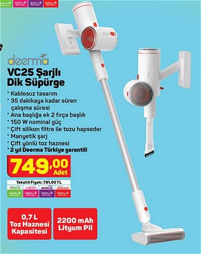 Deerma VC25 Şarjlı Dik Süpürge image