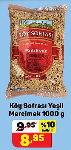 Köy Sofrası Yeşil Mercimek 1000 g image