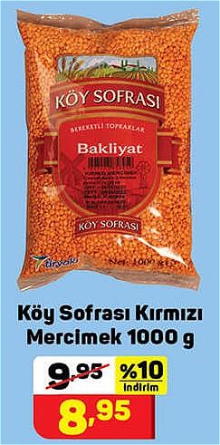 Köy Sofrası Kırmızı Mercimek 1000 g image