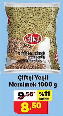 Çiftçi Yeşil Mercimek 1000 g image