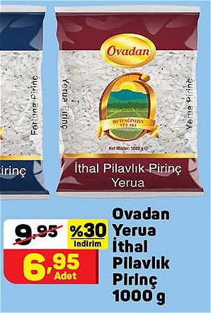 Ovadan Yerua İthal Pilavlık Pirinç 1000 g image