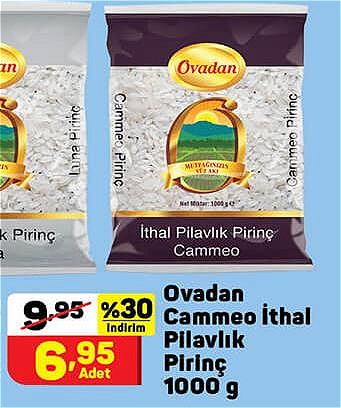 Ovadan Cammeo İthal Pilavlık Pirinç 1000 g image