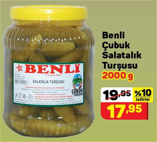 Benli Çubuk Salatalık Turşusu 2000 g image