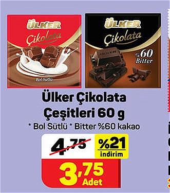 Ülker Çikolata Çeşitleri 60 g image