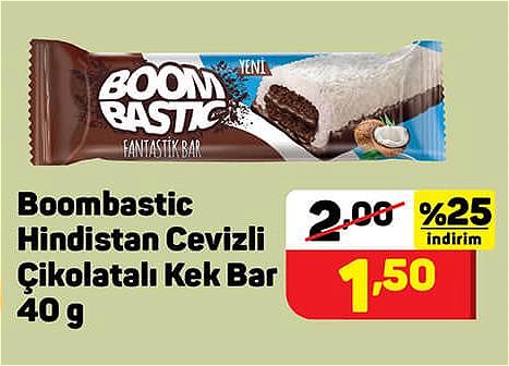 Boombastic Hindistan Cevizli Çikolatalı Kek Bar 40 g image