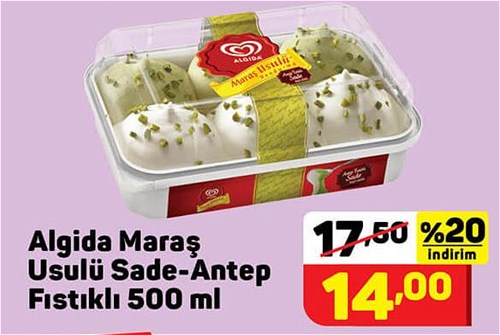 Algida Maraş Usulü Sade-Antep Fıstıklı 500 ml image