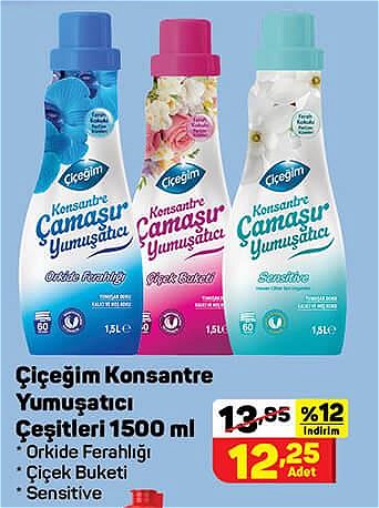 Çiçeğim Konsantre Yumuşatıcı Çeşitleri 1500 ml image