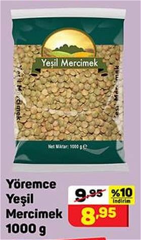 Yöremce Yeşil Mercimek 1000 g image