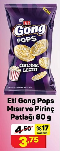 Eti Gong Pops Mısır ve Pirinç Patlağı 80 g image