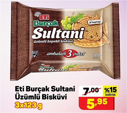 Eti Burçak Sultani Üzümlü Bisküvi 3x123 g image