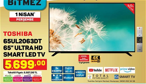 Toshiba 65UL2063DT 65" Ultra HD Smart Led Tv image