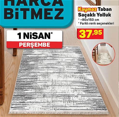 Kaymaz Taban Saçaklı Yolluk 80x150 cm image