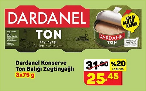 Dardanel Konserve Ton Balığı Zeytinyağlı 3x75 g image