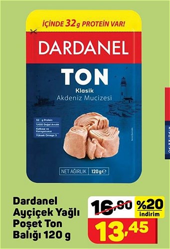 Dardanel Ayçiçek Yağlı Poşet Ton Balığı 120 g image