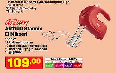 Arzum AR1100 Starmix El Mikseri 300 W image