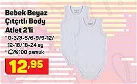 Bebek Beyaz Çıtçıtlı Body Atlet 2'li image