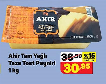Ahir Tam Yağlı Taze Tost Peyniri 1 kg image